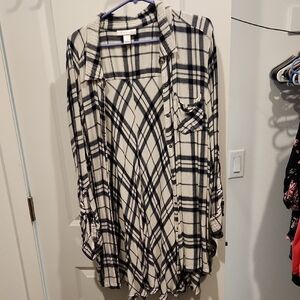 Motherhood Black and White Oversized Button Down Shirt